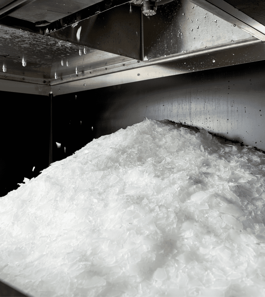 shredded & shaved ice in commercial ice machine bin